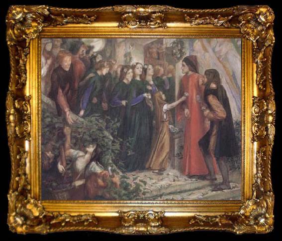 framed  Dante Gabriel Rossetti Beatrice Meeting Dante at a Marriage Feast,Denies him her Salutation (mk28), ta009-2